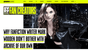 SYFY-wire-fan-creator-mark-wooden-home-page that explains what is fanfiction